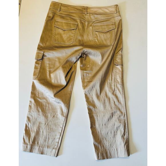 Cache Y2K Silky Satin khaki Cargo Cropped Pants Women’s Size 8 classic beach - Picture 5 of 6